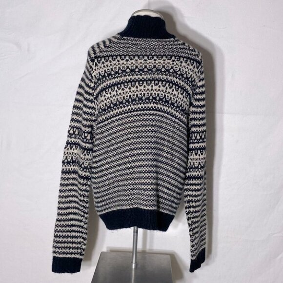 M&S Collection Black Off White Striped Knit Mock Neck Sweater Uk14 - Picture 4 of 12